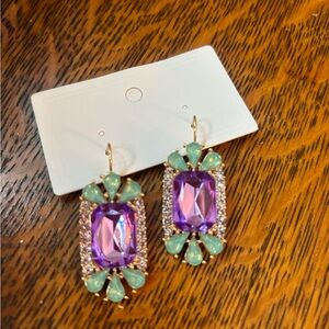 Elegant Purple and Green Drop Earrings
